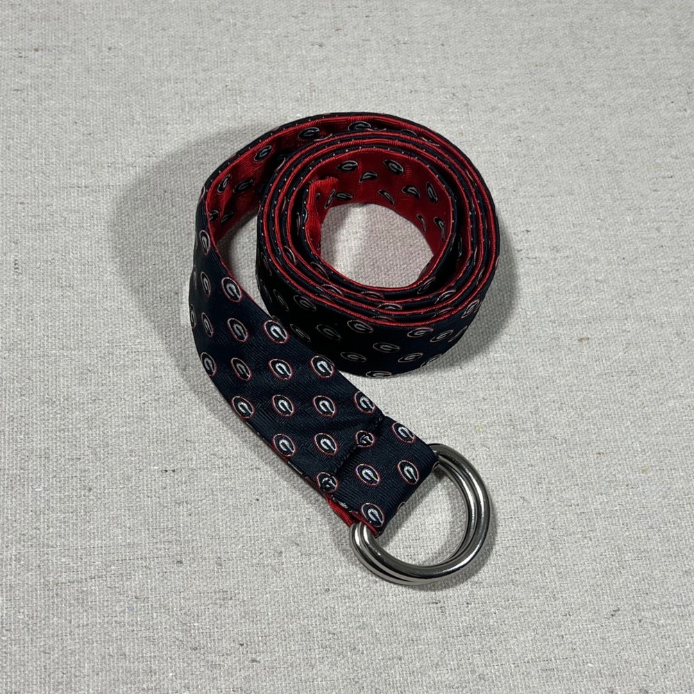 Georgia Bulldogs Silk D-Ring‎ Belt Black Red Medium NCAA College RARE